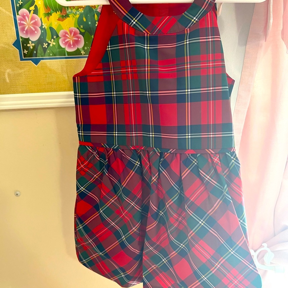 🐳⛵️Nantucket Red Tartan Taffeta Ruffle-Hem Sleeveless Dress 🐳❤️